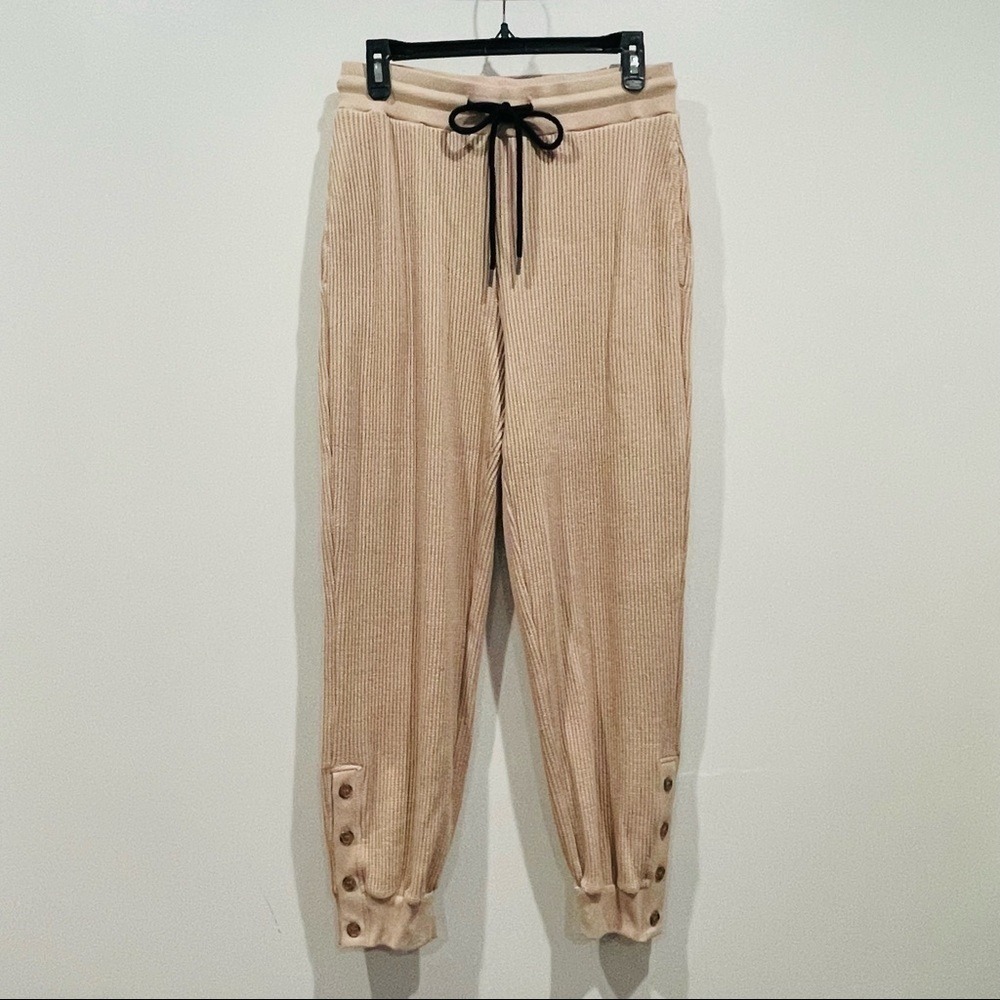 The Range Stark Thermal Waffle Knit Joggers Beige Button Cuff TH6P17GW Size M
